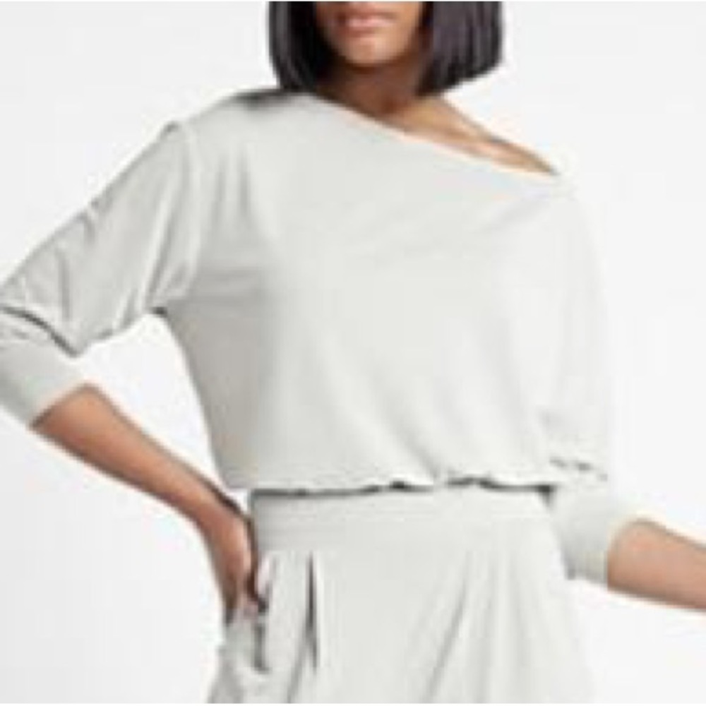 Express Silky Sueded Off The Shoulder Tee, LARGE & XL Silver Gray Womens NEW